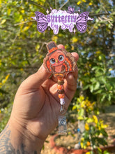 Load image into Gallery viewer, Fall Turkey / Thanksgiving badge reel with 360 swivel clip