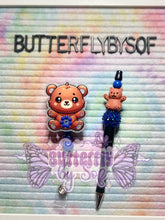 Load image into Gallery viewer, Bear themed badge reel and pen set