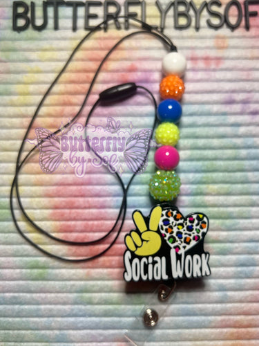 Social worker beaded breakaway lanyard